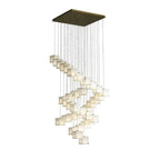 White Marble LED Cube Chandelier 7/9/18/25/36 Light for high ceiling staircase and foyer lighting