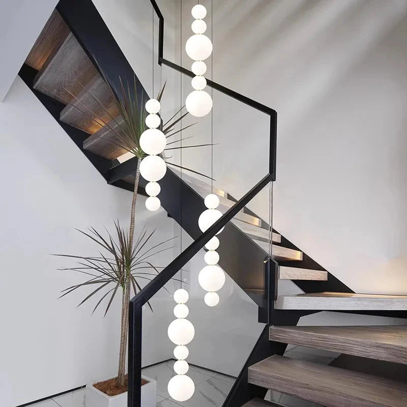 White Multi Globe Pendant Light for Staircase & High Ceiling for high ceiling staircase and foyer lighting