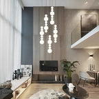 White Multi Globe Pendant Light for Staircase & High Ceiling for high ceiling staircase and foyer lighting