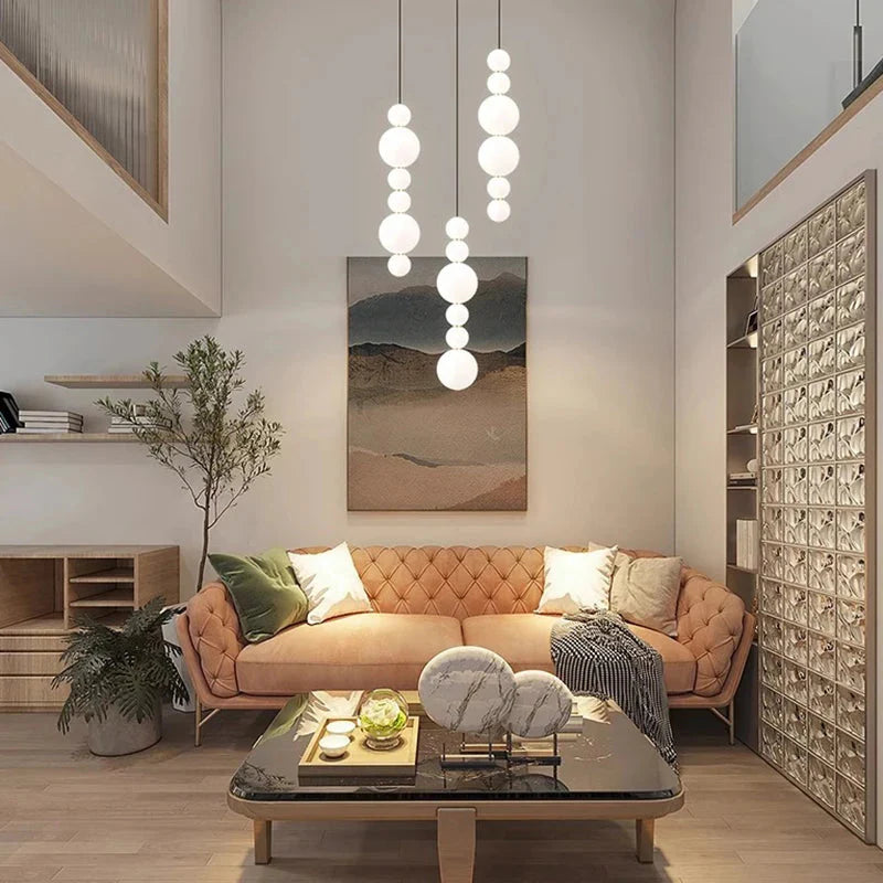White Multi Globe Pendant Light for Staircase & High Ceiling for high ceiling staircase and foyer lighting