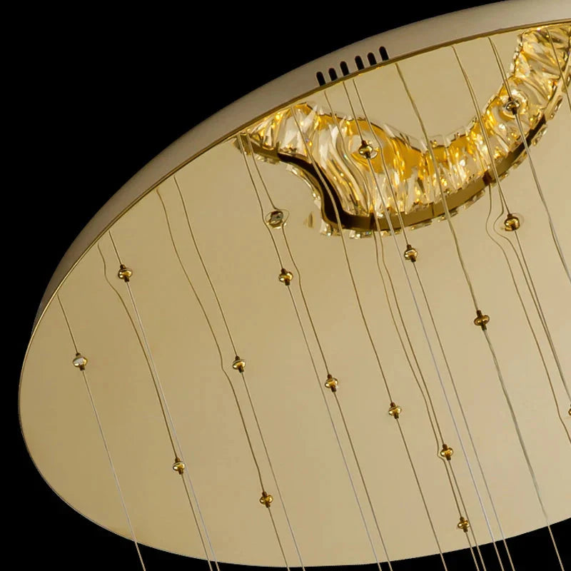 Yasmin Dimmable Crystal Ring Ceiling Light for Staircase for high ceiling staircase and foyer lighting