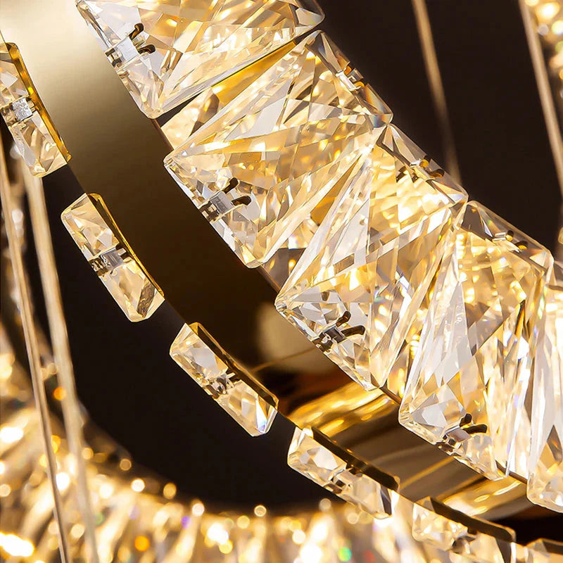 Yasmin Dimmable Crystal Ring Ceiling Light for Staircase for high ceiling staircase and foyer lighting
