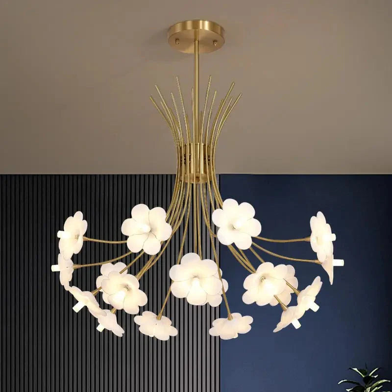 Yelis Modern Copper Glass Flower Chandelier - Bling Lighting Studio