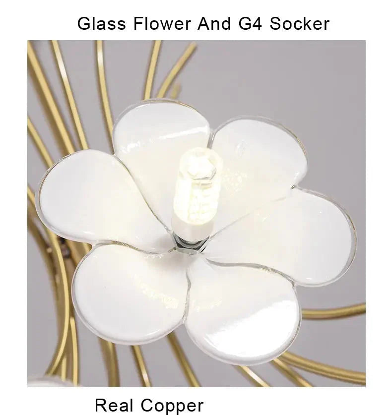 Yelis Modern Copper Glass Flower Chandelier - Bling Lighting Studio