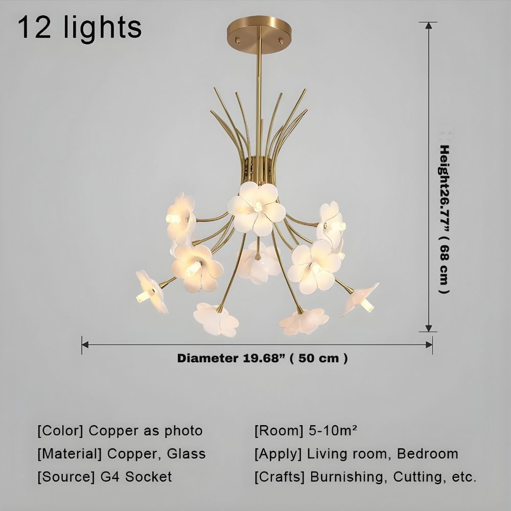 Yelis Modern Copper Glass Flower Chandelier - Bling Lighting Studio