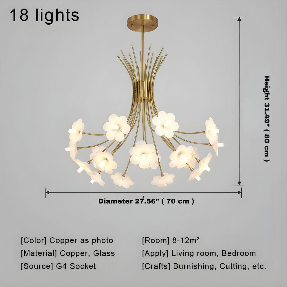 Yelis Modern Copper Glass Flower Chandelier - Bling Lighting Studio