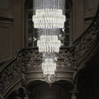 Yina White Ceramic Tulip Chandelier For Staircase for high ceiling staircase and foyer lighting