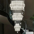 Yina White Ceramic Tulip Chandelier For Staircase for high ceiling staircase and foyer lighting