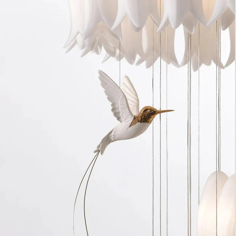 Yina White Ceramic Tulip Chandelier For Staircase for high ceiling staircase and foyer lighting