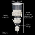 Yina White Ceramic Tulip Chandelier For Staircase for high ceiling staircase and foyer lighting
