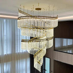 Zaira Spiral Crystal Chandelier for high ceiling staircase and foyer lighting