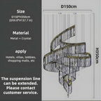 Zaira Spiral Crystal Chandelier for high ceiling staircase and foyer lighting