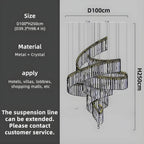 Zaira Spiral Crystal Chandelier for high ceiling staircase and foyer lighting