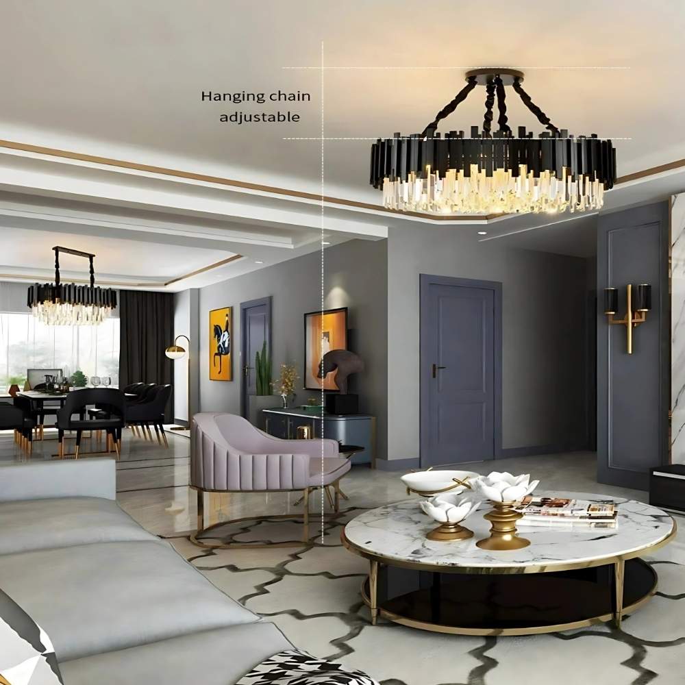 Zen Modern Gold Crystal Chandelier - Bling Lighting Studio