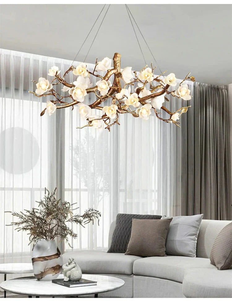 Zendas Branch Crystal Flower Chandelier by Bling Lighting Studio