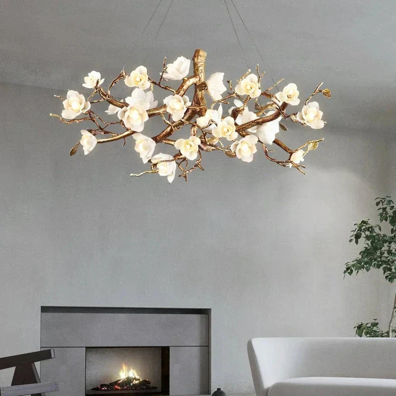 Zendas Branch Crystal Flower Chandelier by Bling Lighting Studio