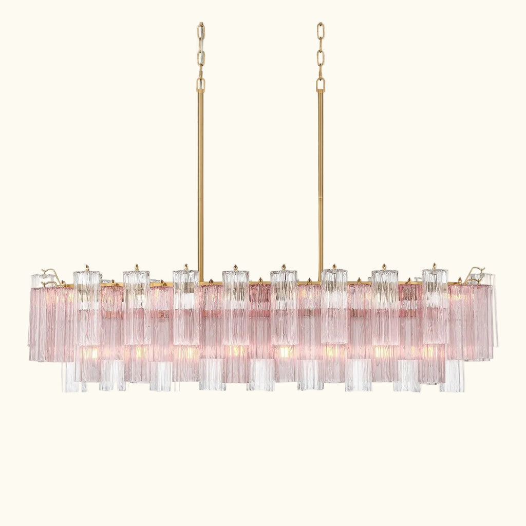 Addis Luxury Linear Chandelier 51 inch in Gold with Clear+Green glass alternate view 5
