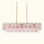 Addis Luxury Linear Chandelier 51 inch in Gold with Clear+Green glass alternate view 5