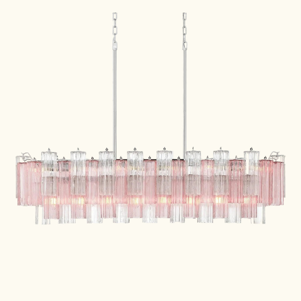 Addis Luxury Linear Chandelier 51 inch in Nickel with Clear+Green glass alternate view 5