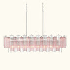 Addis Luxury Linear Chandelier 51 inch in Nickel with Clear+Green glass alternate view 5
