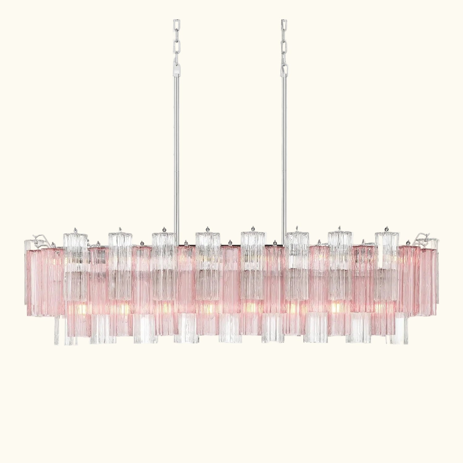 Addis Luxury Linear Chandelier 51 inch in Nickel with Clear+Green glass alternate view 5