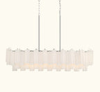 Addis Luxury Linear Chandelier 51 inch in Nickel with White glass alternate view 4