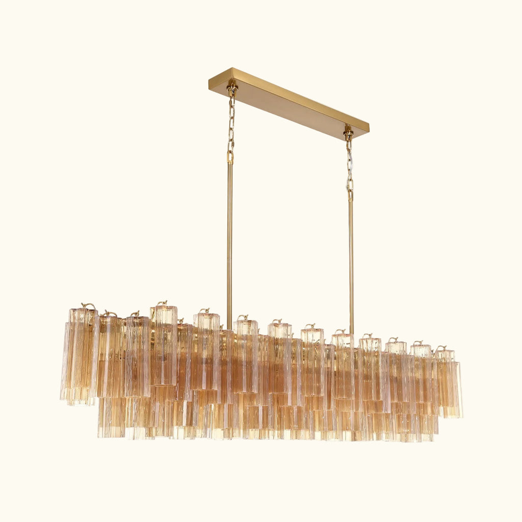 Addis Luxury Linear Chandelier 65 inch in Gold with Amber glass alternate view 1