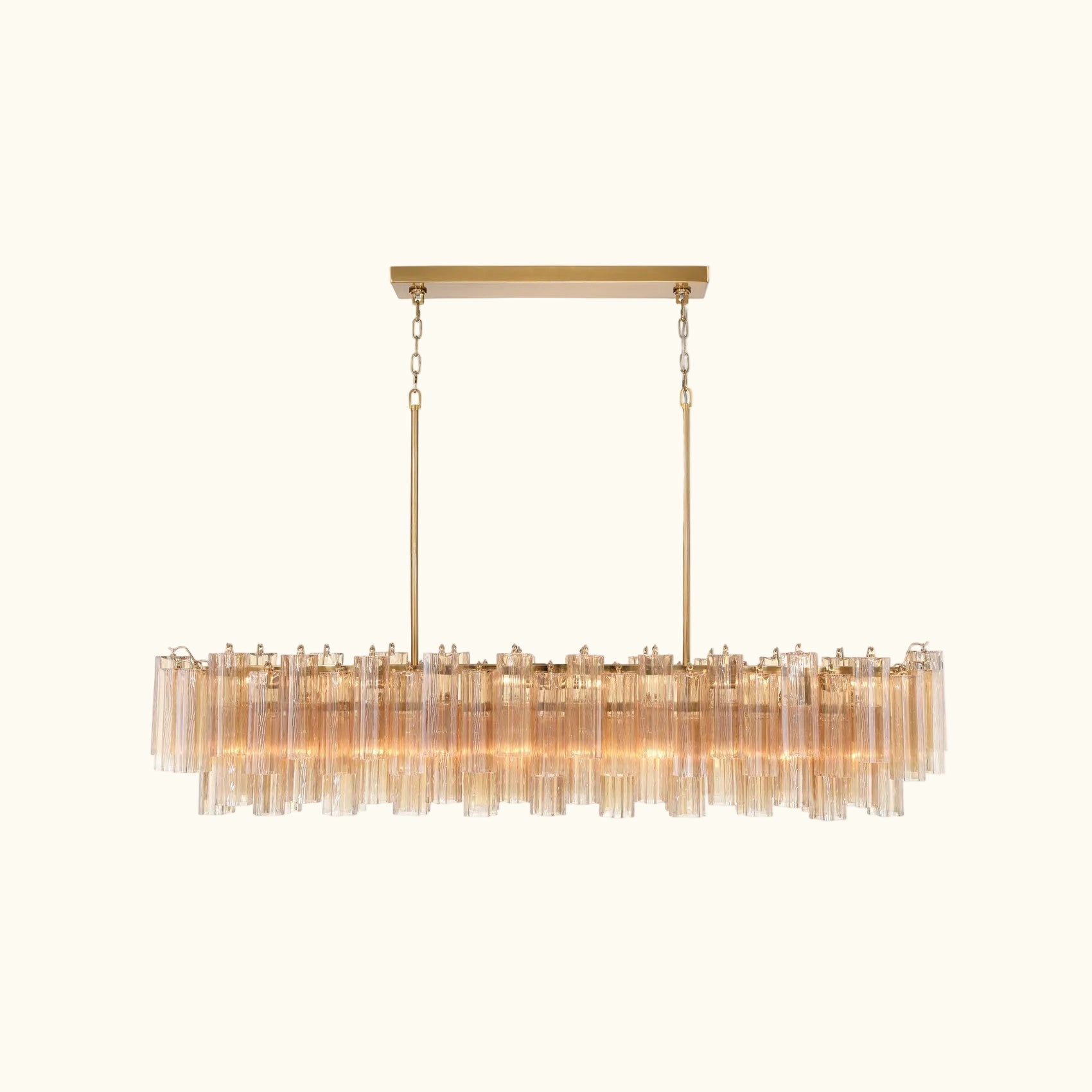 Addis Luxury Linear Chandelier 65 inch in Gold with Amber glass alternate view 2