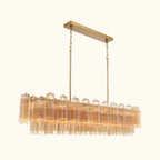 Addis Luxury Linear Chandelier 65 inch in Gold with Amber glass