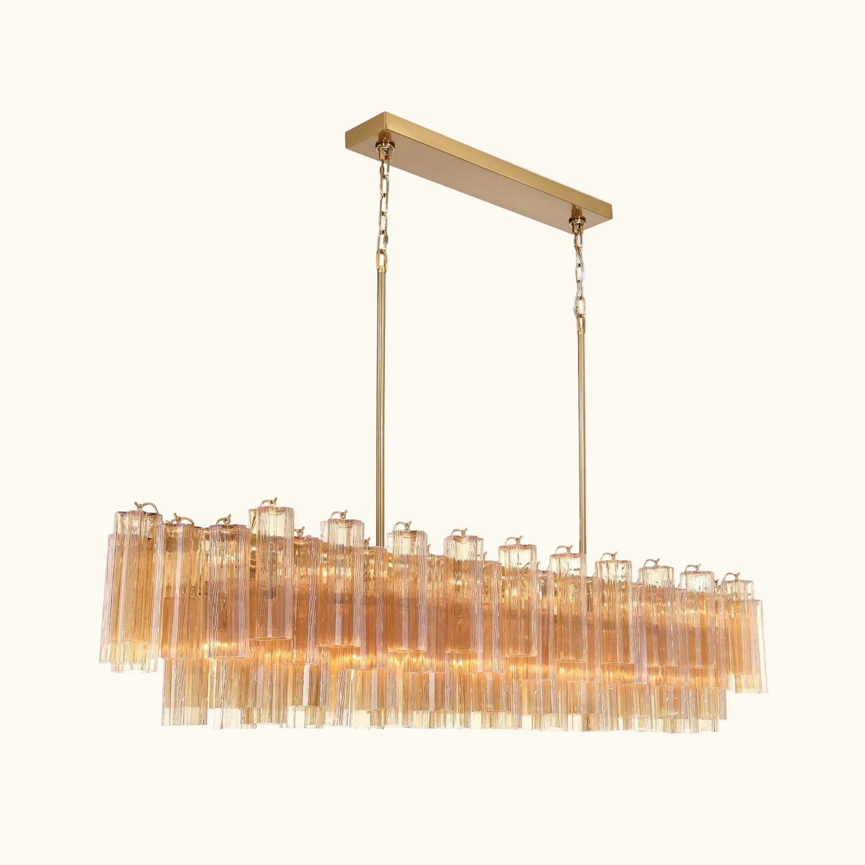 Addis Luxury Linear Chandelier 65 inch in Gold with Amber glass