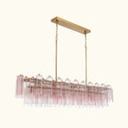 Addis Luxury Linear Chandelier 65 inch in Gold with Clear+Green glass alternate view 1