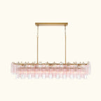 Addis Luxury Linear Chandelier 65 inch in Gold with Clear+Green glass alternate view 2