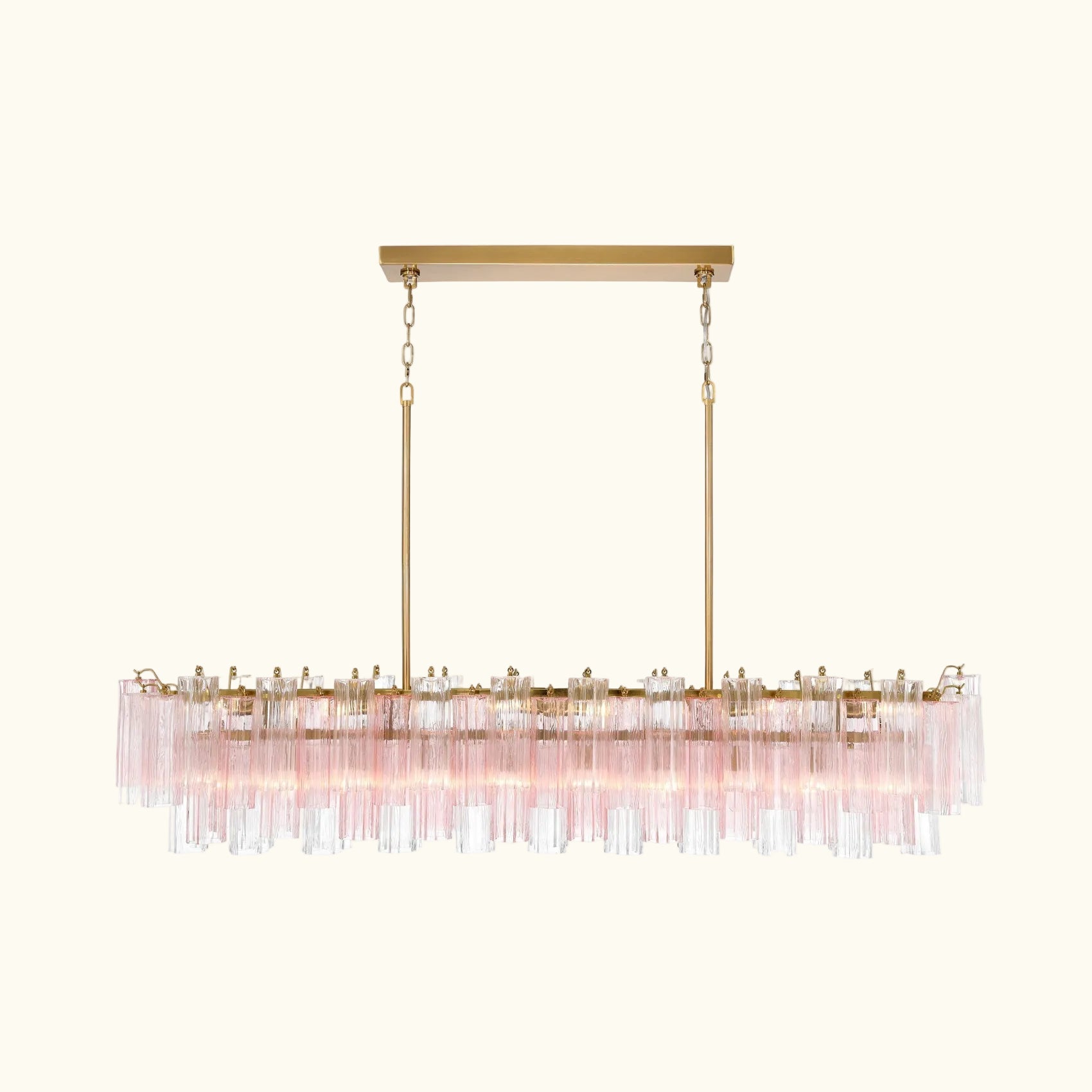 Addis Luxury Linear Chandelier 65 inch in Gold with Clear+Green glass alternate view 2