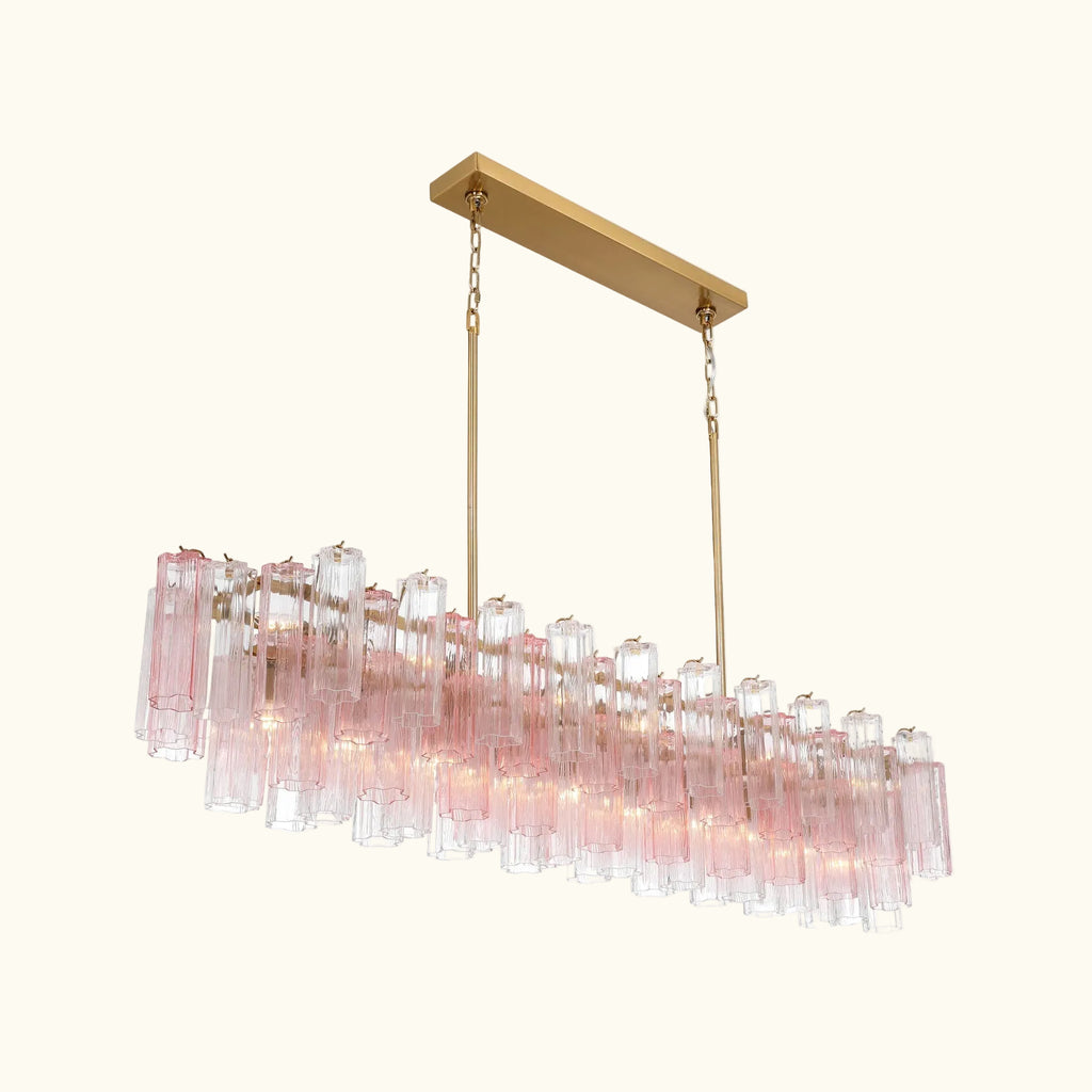 Addis Luxury Linear Chandelier 65 inch in Gold with Clear+Green glass alternate view 3