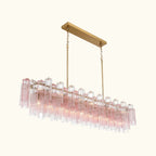 Addis Luxury Linear Chandelier 65 inch in Gold with Clear+Green glass alternate view 3