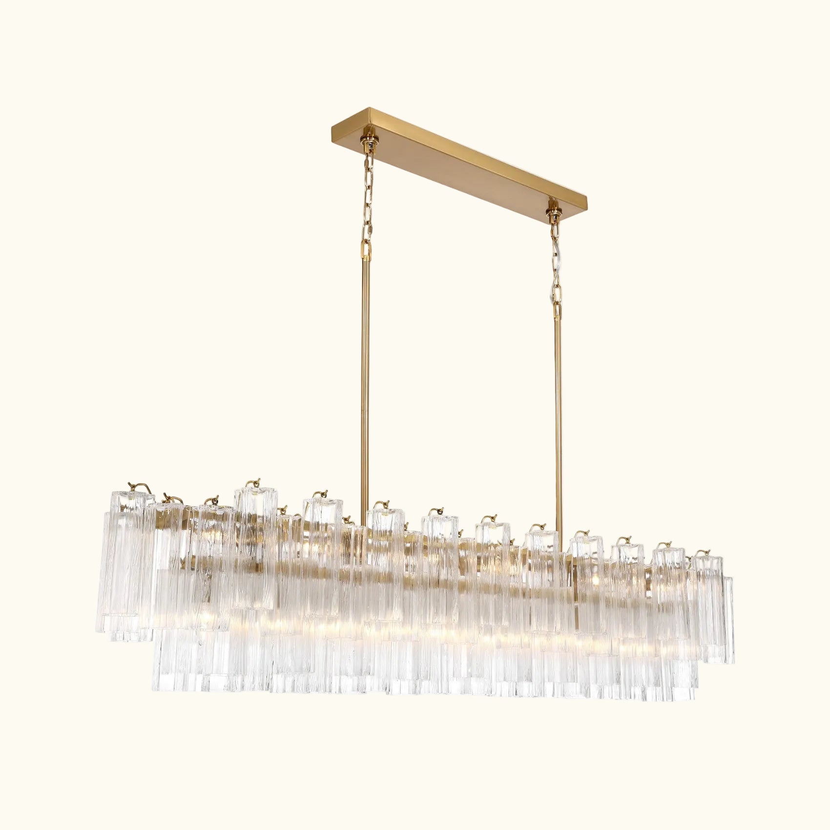 Addis Luxury Linear Chandelier 65 inch in Gold with Clear glass