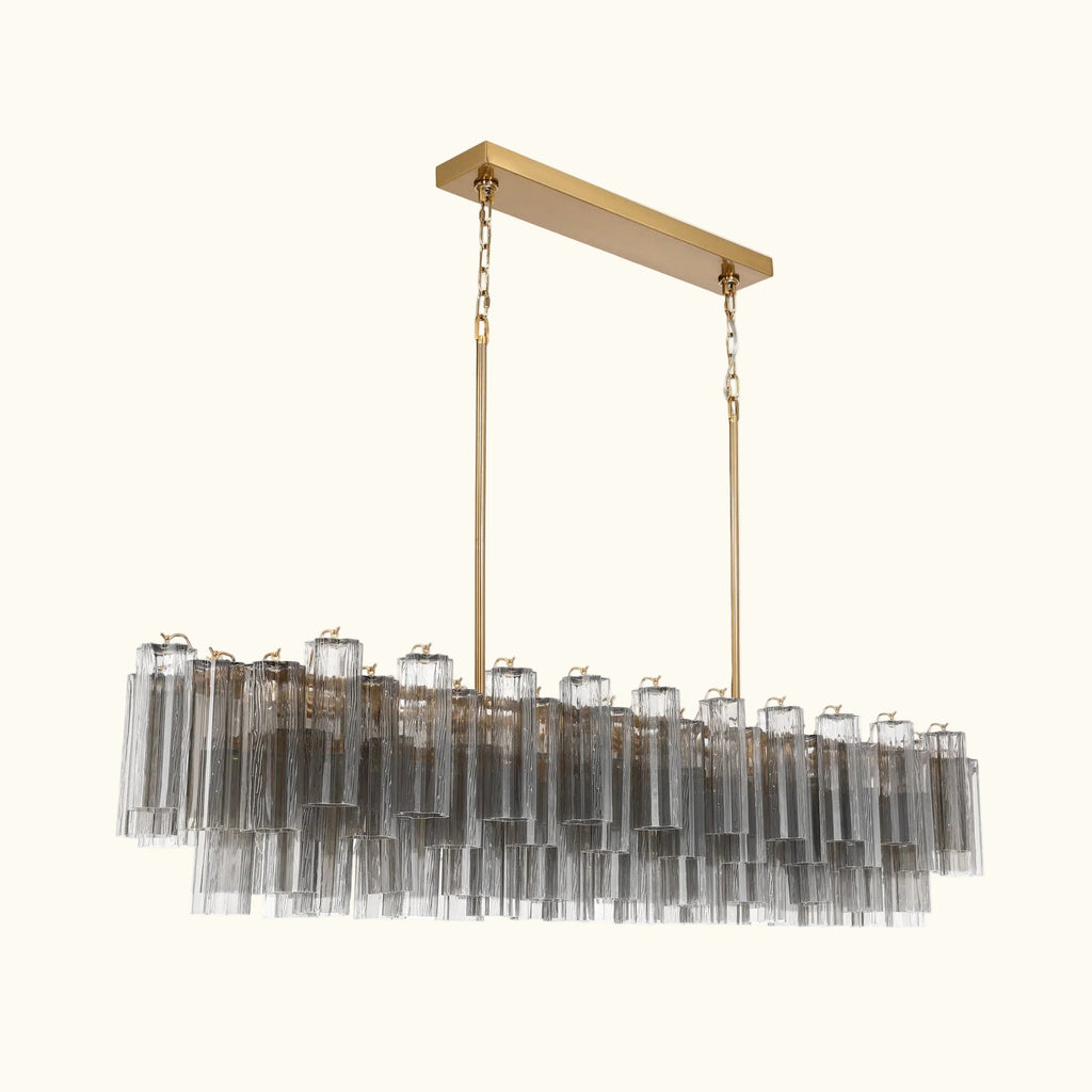 Addis Luxury Linear Chandelier 65 inch in Gold with Grey glass alternate view 1