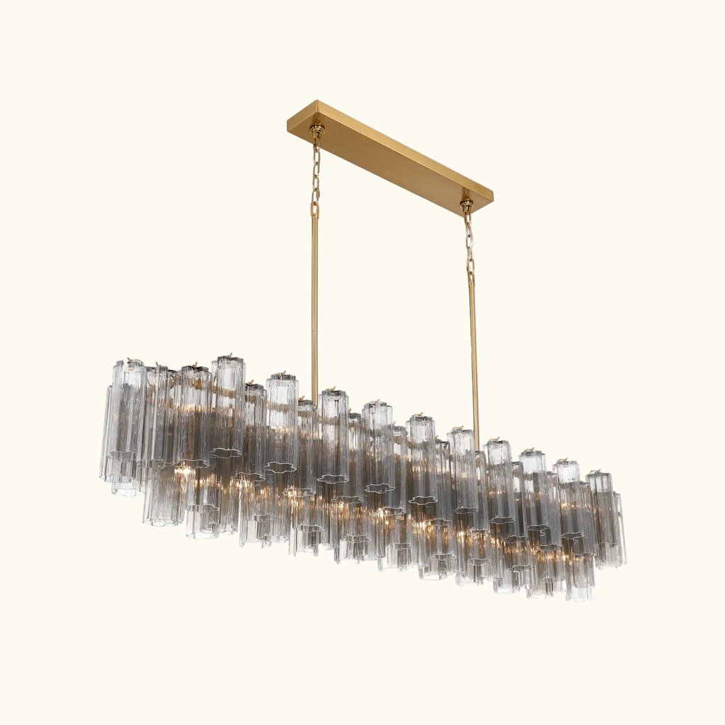 Addis Luxury Linear Chandelier 65 inch in Gold with Grey glass alternate view 3