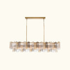 Addis Luxury Linear Chandelier 65 inch in Gold with Grey, Clear and Amber glass alternate view 2