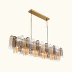 Addis Luxury Linear Chandelier 65 inch in Gold with Grey, Clear and Amber glass alternate view 3