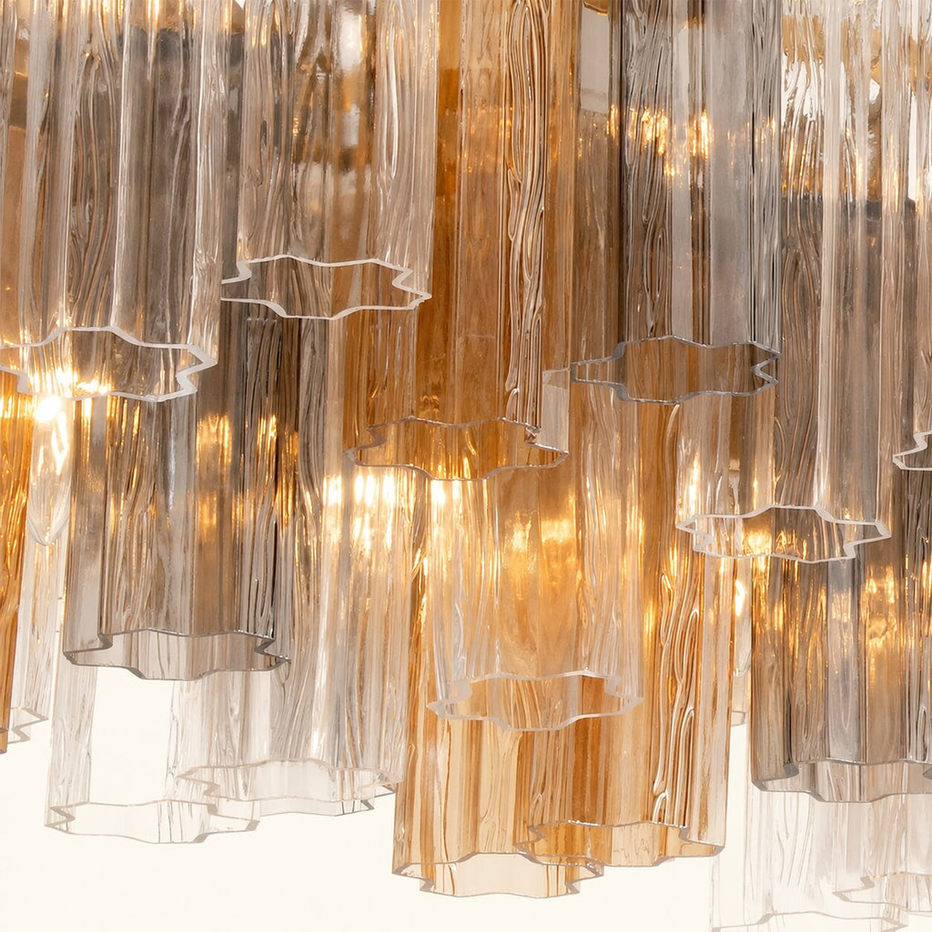 Addis Luxury Linear Chandelier 65 inch in Gold with Grey, Clear and Amber glass alternate view 4