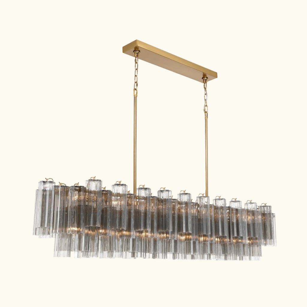 Addis Luxury Linear Chandelier 65 inch in Gold with Grey glass