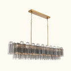 Addis Luxury Linear Chandelier 65 inch in Gold with Grey glass