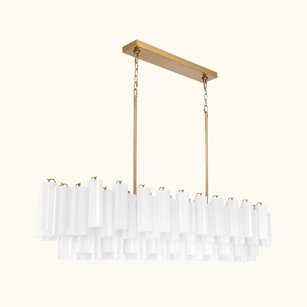 Addis Luxury Linear Chandelier 65 inch in Gold with White glass alternate view 1