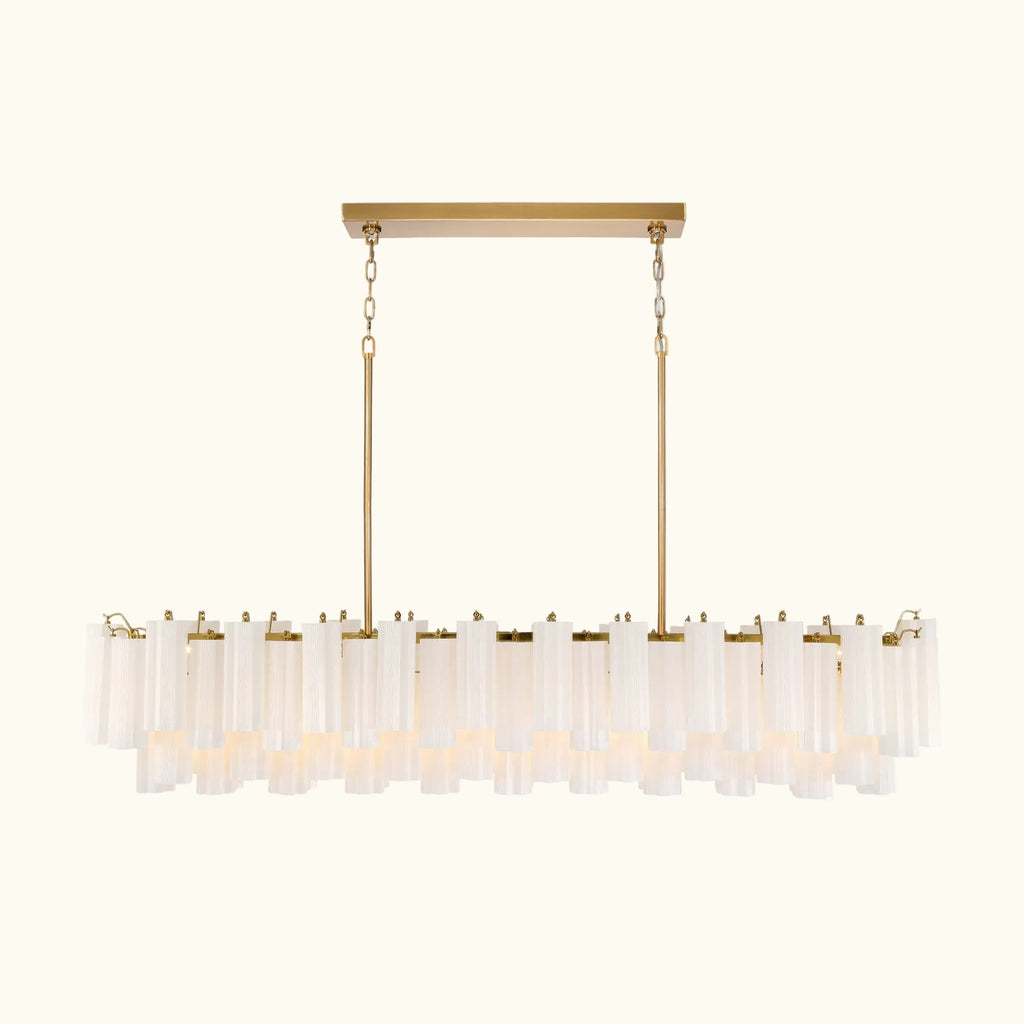 Addis Luxury Linear Chandelier 65 inch in Gold with White glass alternate view 2