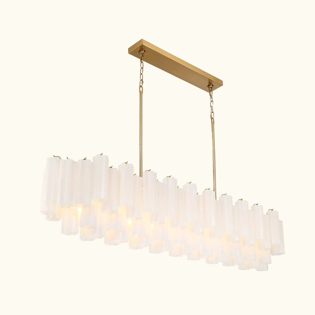 Addis Luxury Linear Chandelier 65 inch in Gold with White glass alternate view 3