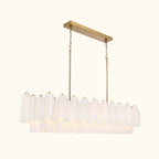 Addis Luxury Linear Chandelier 65 inch in Gold with White glass