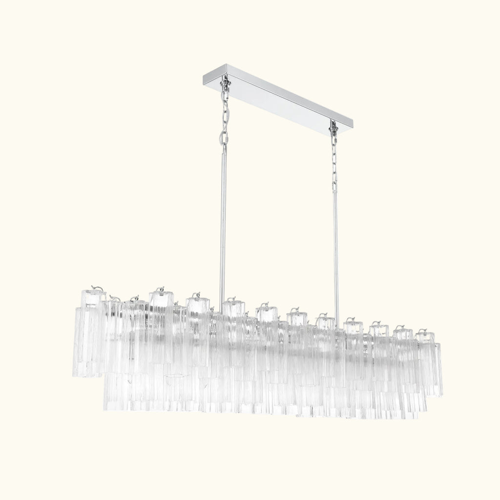 Addis Luxury Linear Chandelier 65 inch in Nickel with Clear glass alternate view 1