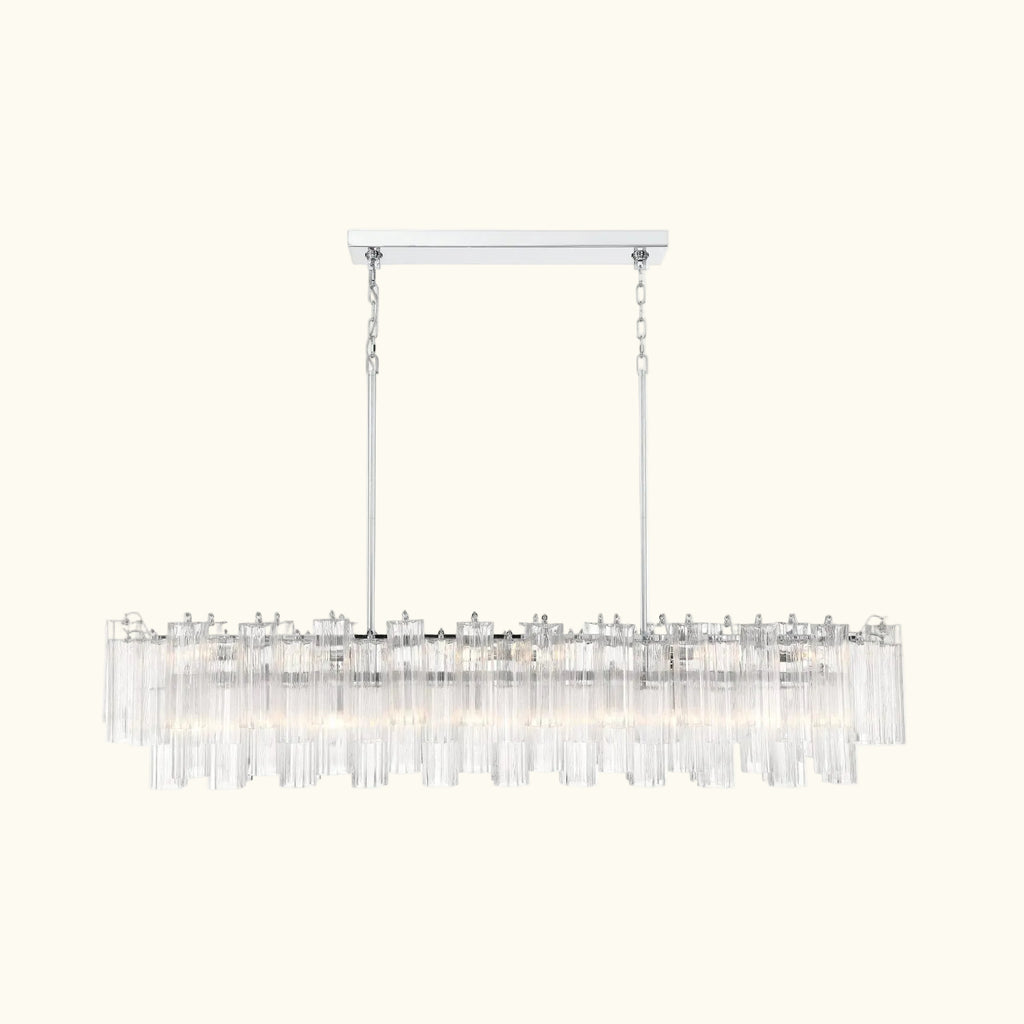 Addis Luxury Linear Chandelier 65 inch in Nickel with Clear glass alternate view 2