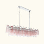 Addis Luxury Linear Chandelier 65 inch in Nickel with Clear+Green glass alternate view 1